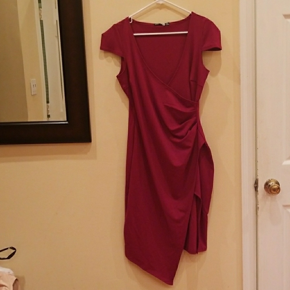 Burgundy wrap dress
